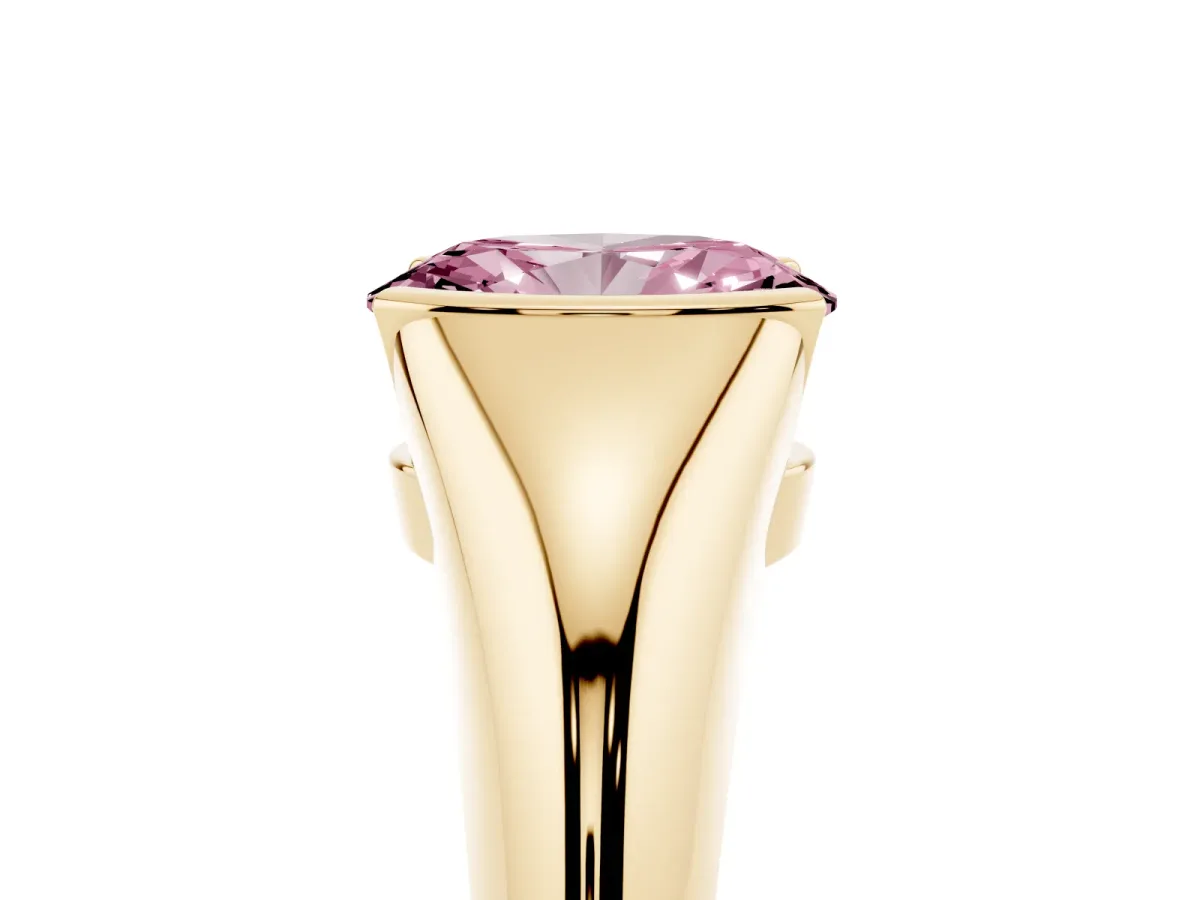 Fancy Pink Oval Cut Solitaire Tension Set Diamond Ring Yellow gold