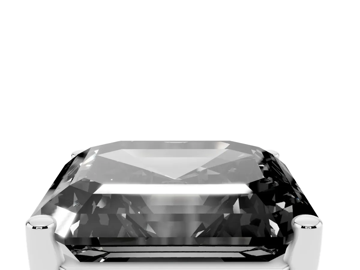 Fancy Black Asscher Cut Cut Diamond Solitaire Engagement Ring with Tapered Plain Band and Four-Prong Setting Platinum