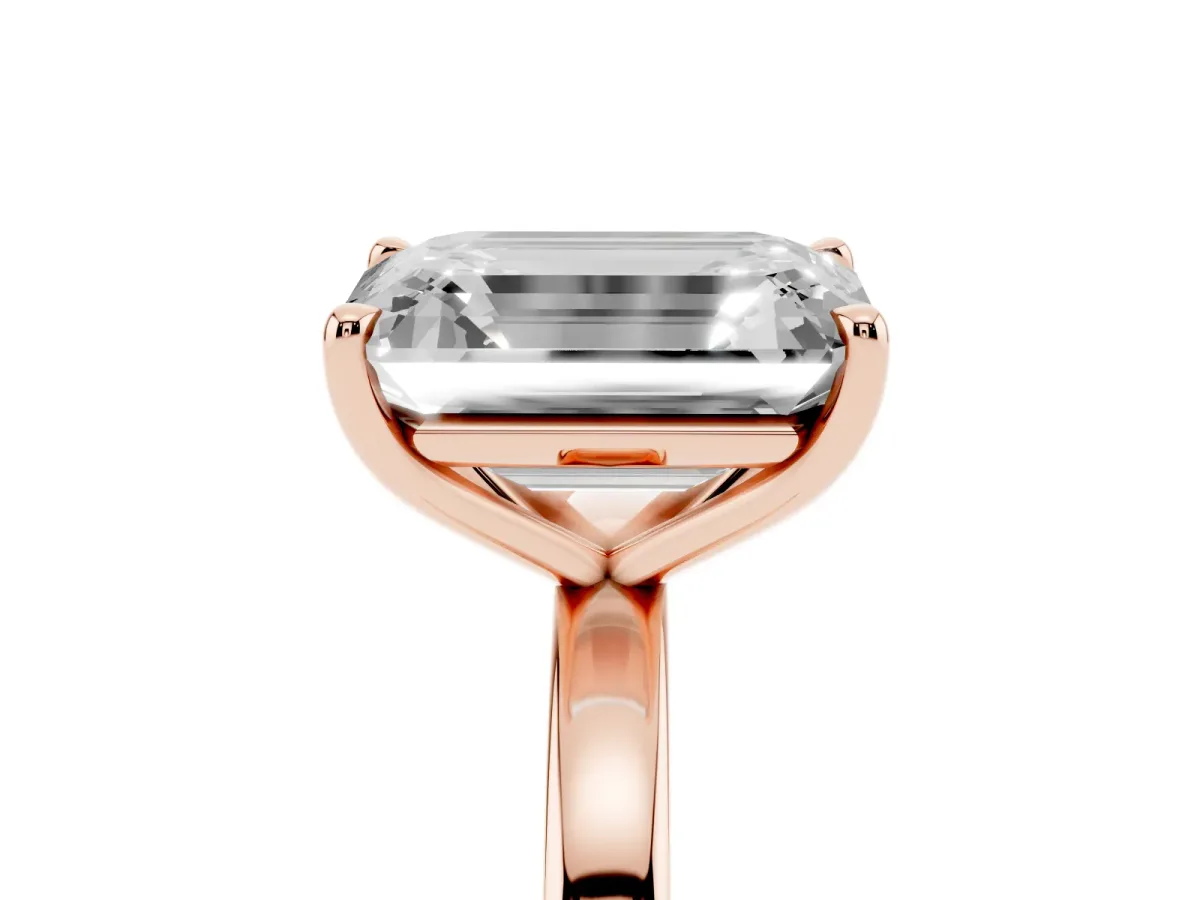 Fancy Blue Heart Cut and Emerald Cut Toi Moi Ring with Prong Setting Rose gold