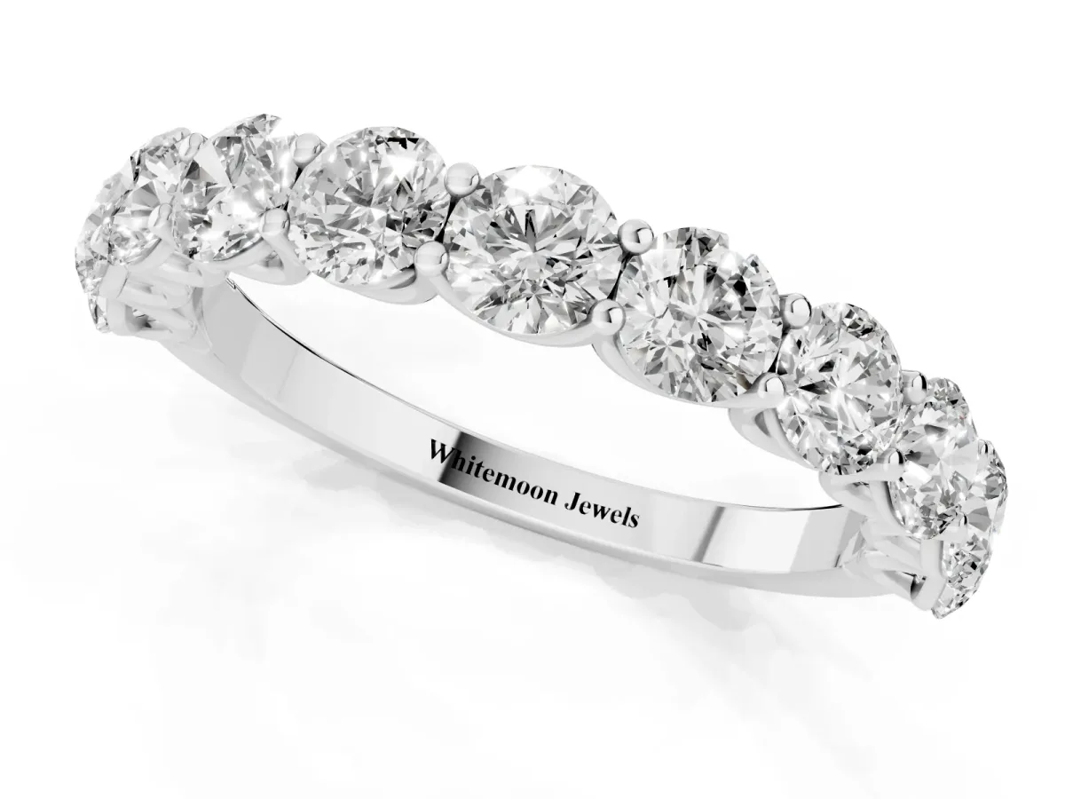 Round Diamond Shared Prong Eternity Band Platinum