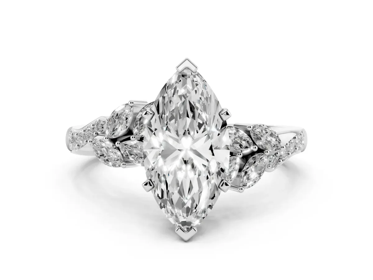 Marquise Cut Solitaire Marquise Twist Band with Six-Prong Setting Silver