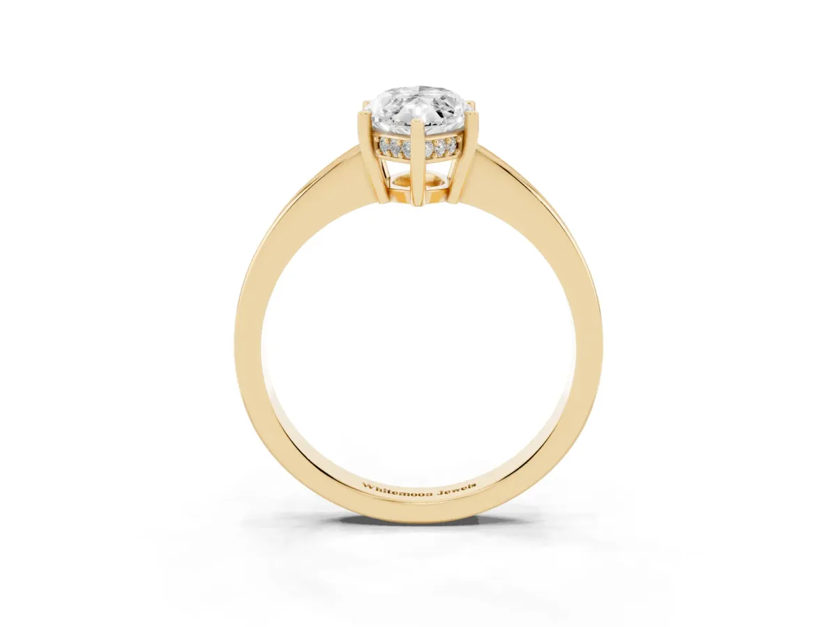 Marquise Cut Solitaire Pavé Band Prong Setting Ring Yellow gold
