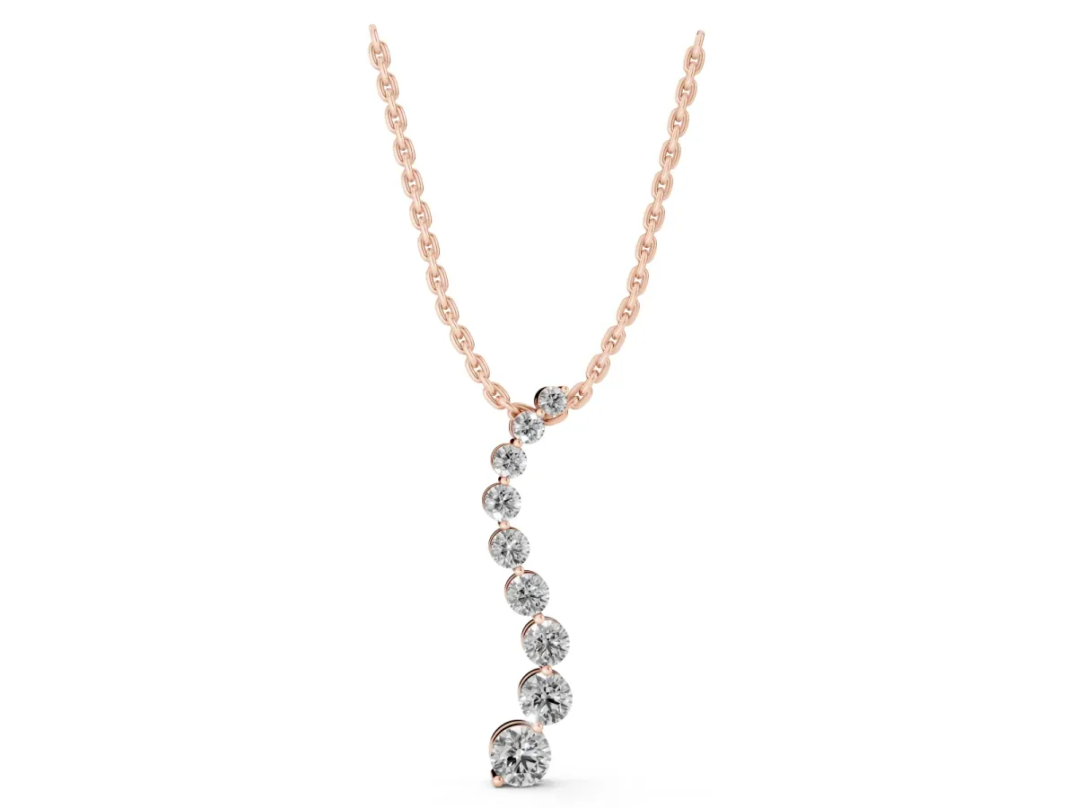 Round Diamond Graduated Prong Set Pendant Rose gold