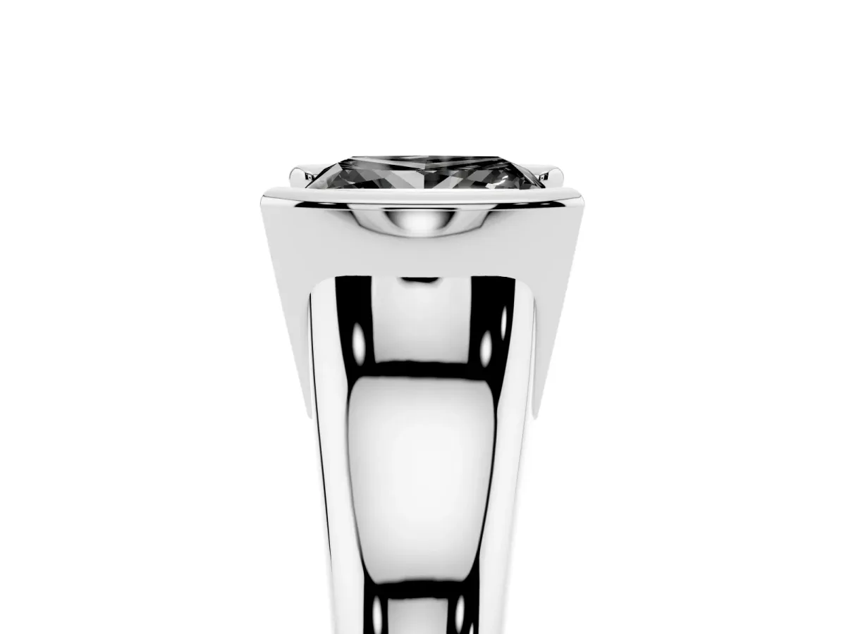 Fancy Black Princess Cut Solitaire Tension Set Diamond Ring with Split Shank Band Silver