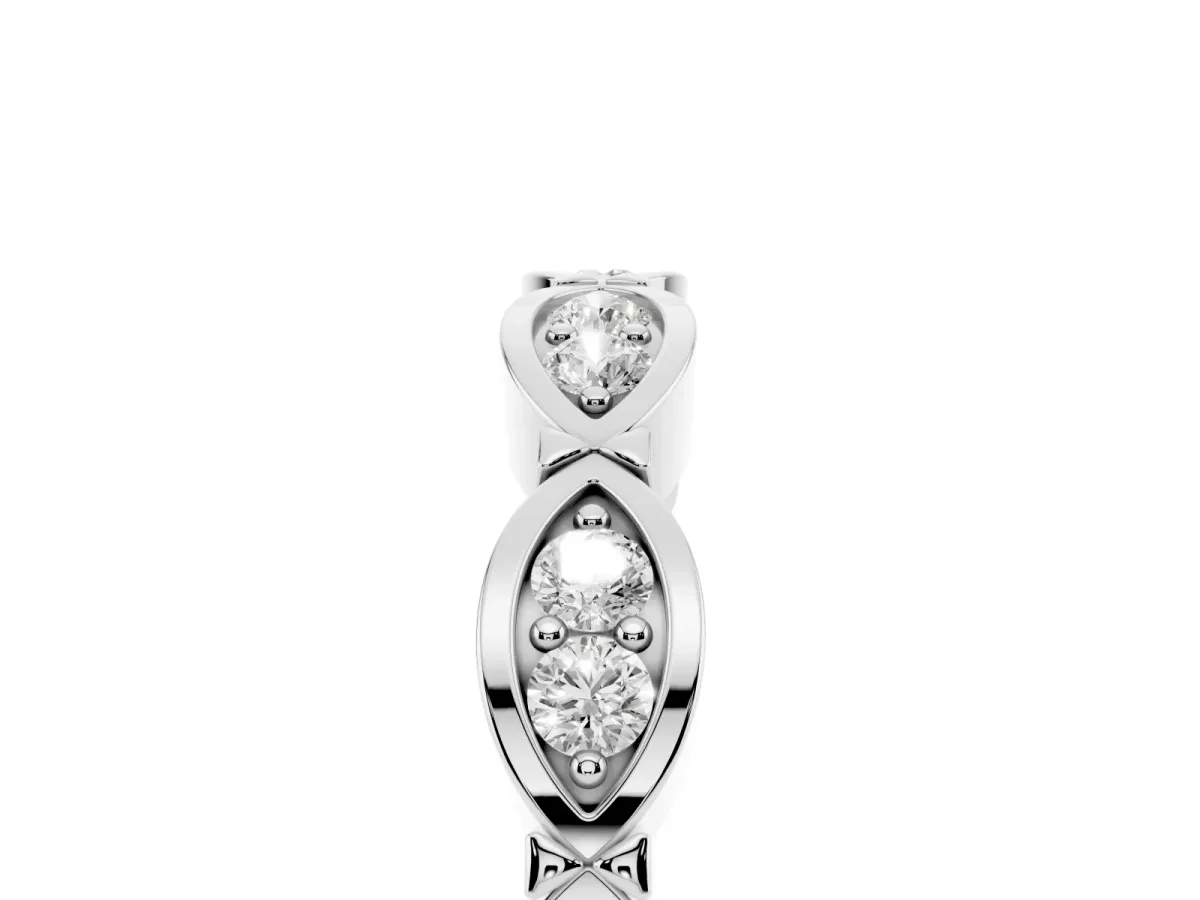 Marquise Diamond Bezel Set Eternity Band Silver