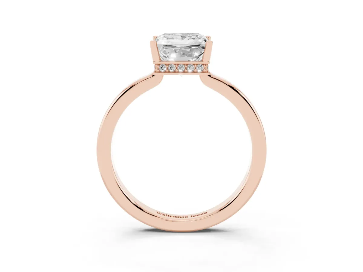 Princess Cut Cut Solitaire Engagement Ring with Four-Prong Setting on a Classic Band Rose gold