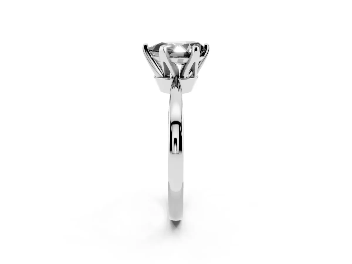 Fancy Black Pear Cut Solitaire Engagement Ring with Six-Prong Setting and Tapered Band Platinum