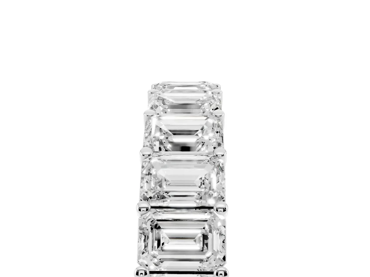 Emerald Cut Diamond Eternity Band with Shared Prong Setting Platinum