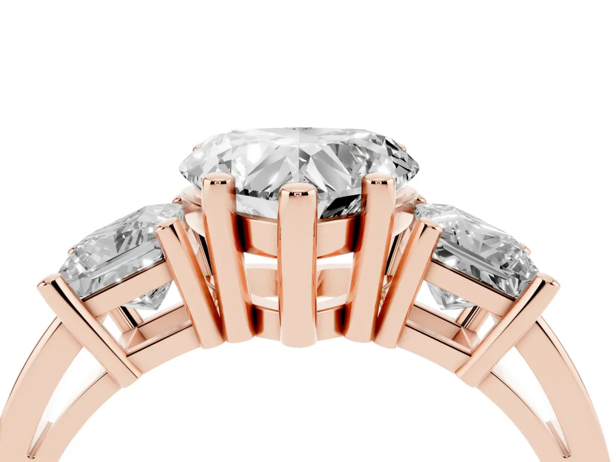 Three-Stone Heart Cut Cut Solitaire Ring with Prong Setting Rose gold