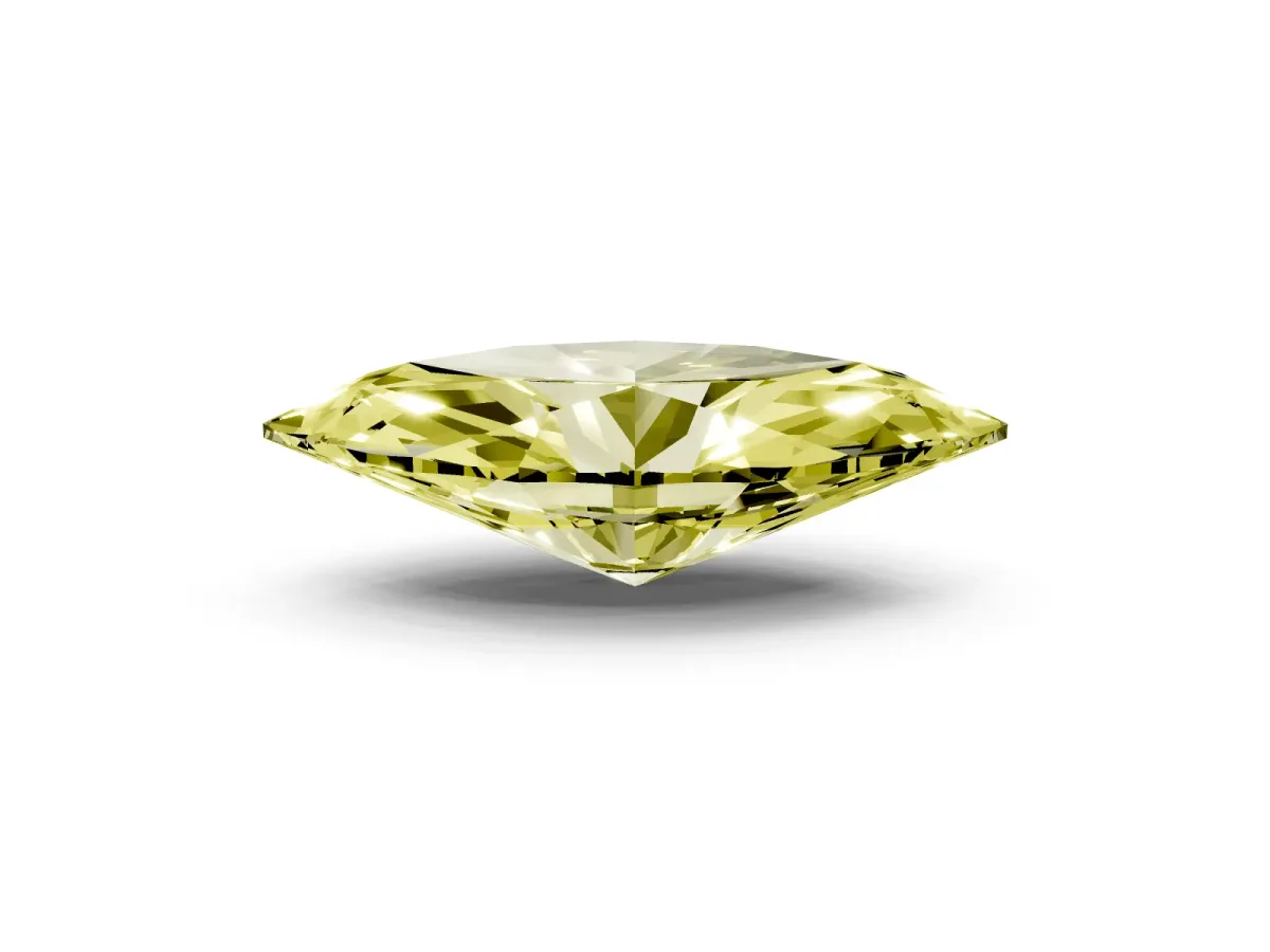 Fancy Yellow Marquise Cut Cut Cathedral Pave Diamond Engagement Ring with Six-Prong Setting Platinum