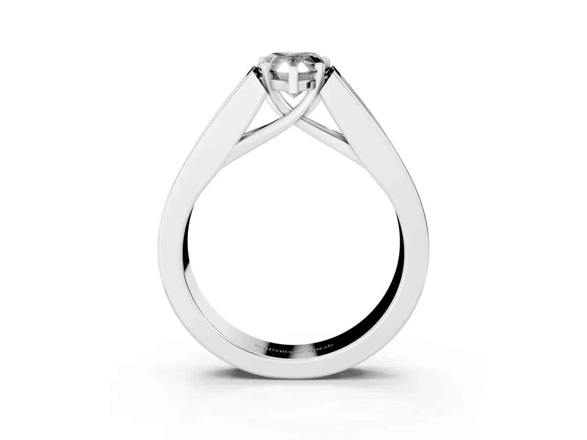 Fancy Black Pear Cut Cut Channel Set Solitaire Ring with Four-Prong Setting Silver