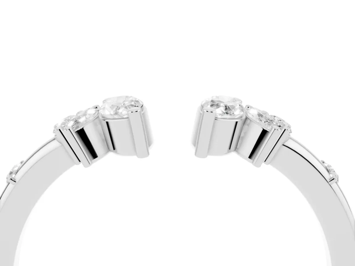 Open Marquise Cluster Diamond Band with Prong Setting Silver