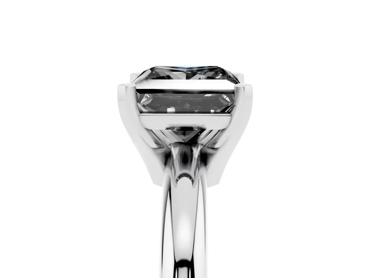Fancy Black Princess Cut Diamond Solitaire Engagement Ring with Round Band and Four-Prong Setting Platinum