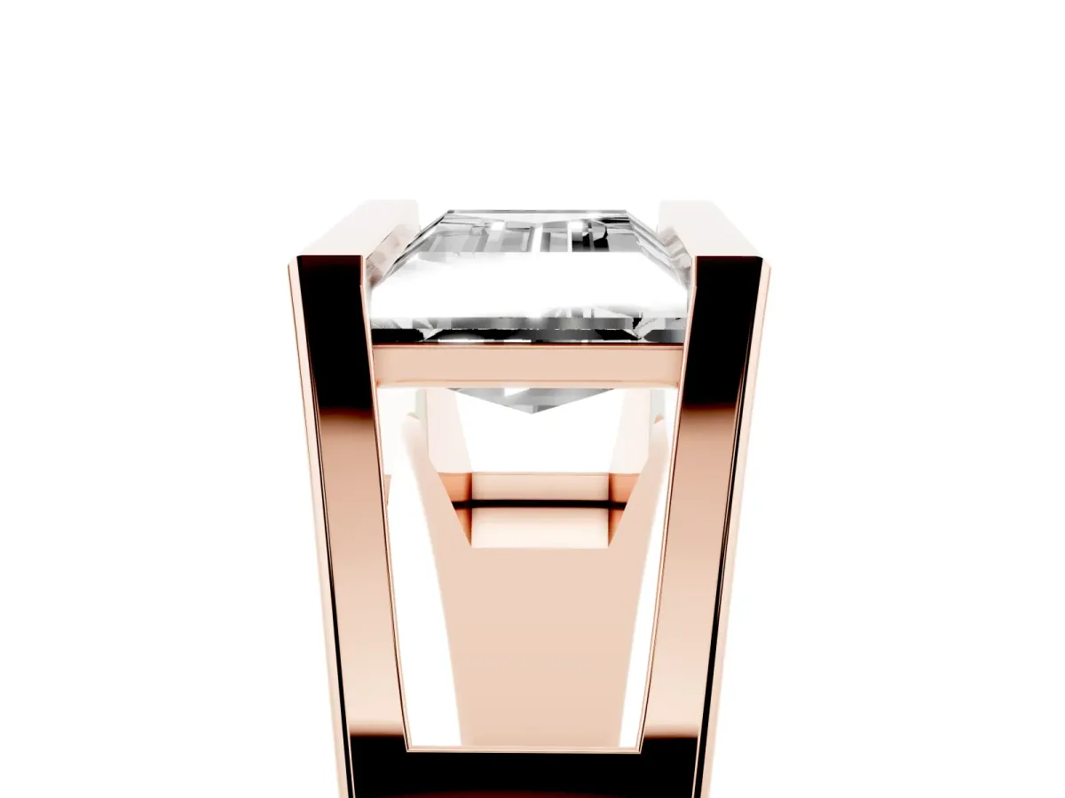 Baguette Diamond Geometric Solitaire Ring Rose gold