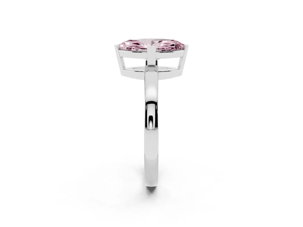 Fancy Pink Marquise Cut Cut Solitaire Ring with Four-Prong Setting and Classic Band Silver