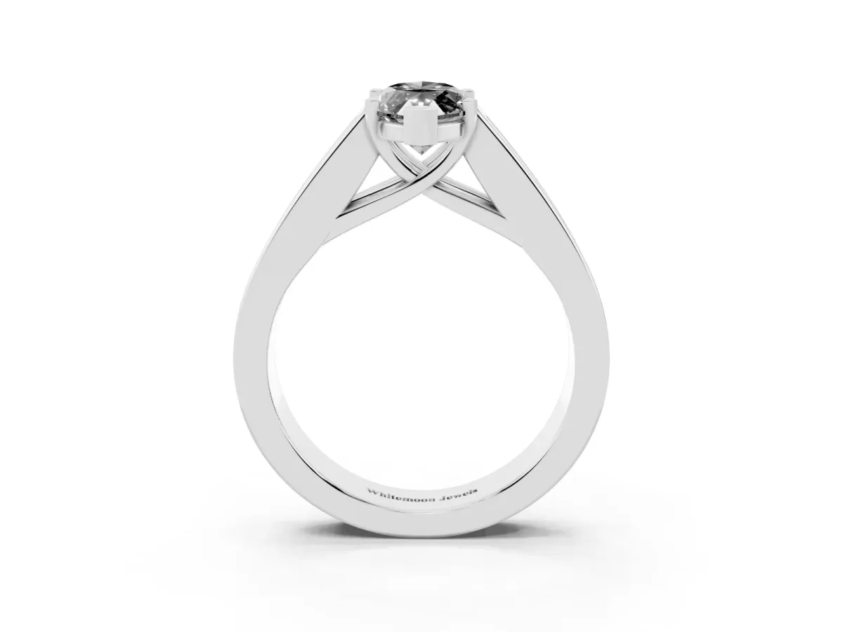 Fancy Black Marquise Cut Cut Channel Set Solitaire Ring with Four-Prong Setting Silver