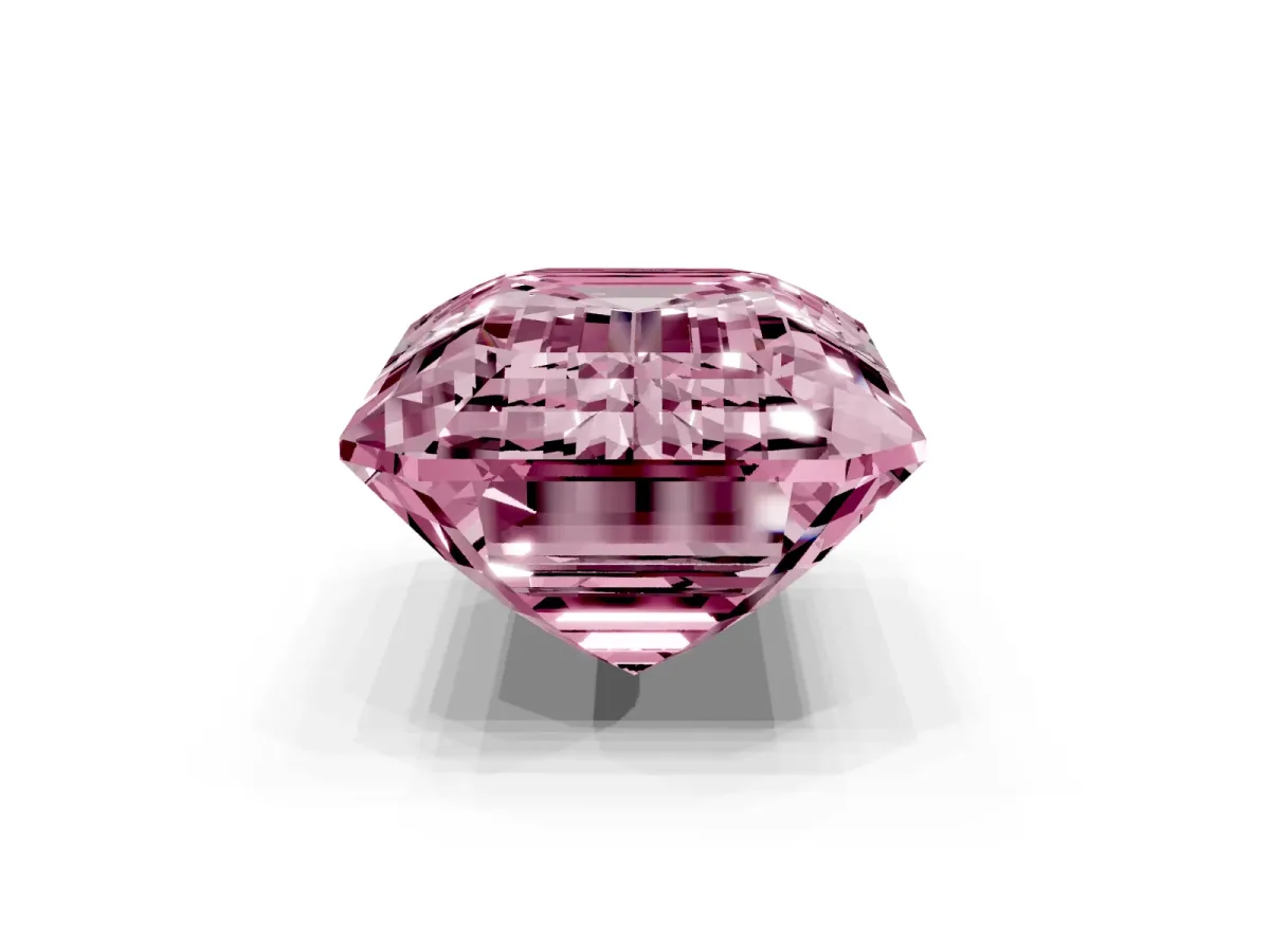 Fancy Pink Emerald Cut Cut Pave Band Milgrain Solitaire Ring Silver