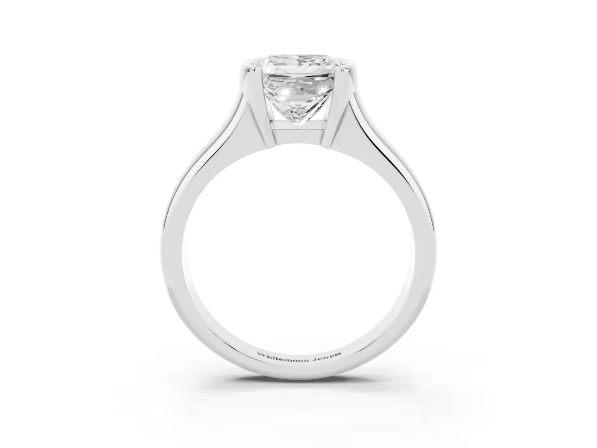Princess Cut Solitaire Tension Set Diamond Ring with Split Shank Band Silver
