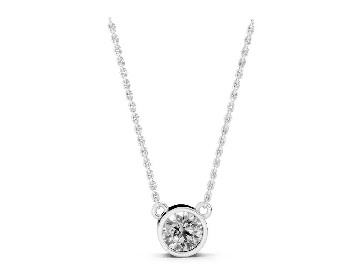 Bezel Round Solitaire Pendant Silver