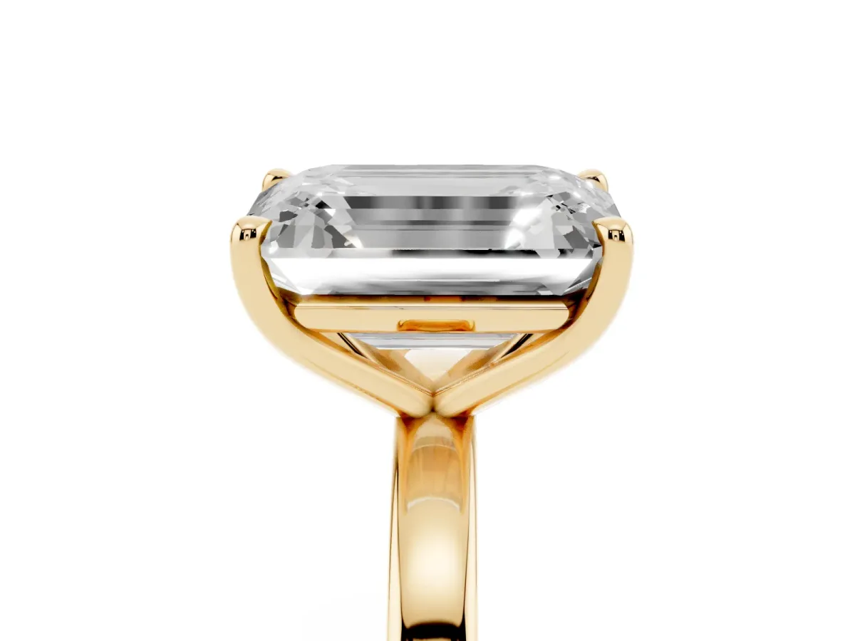 Fancy Yellow Heart Cut and Emerald Cut Toi Moi Ring with Prong Setting Yellow gold