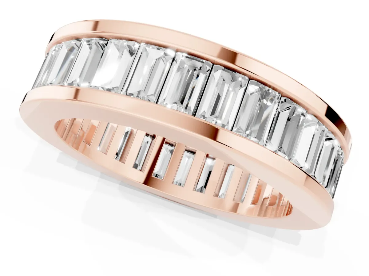baguette Cut eternity band with channel set Rose gold