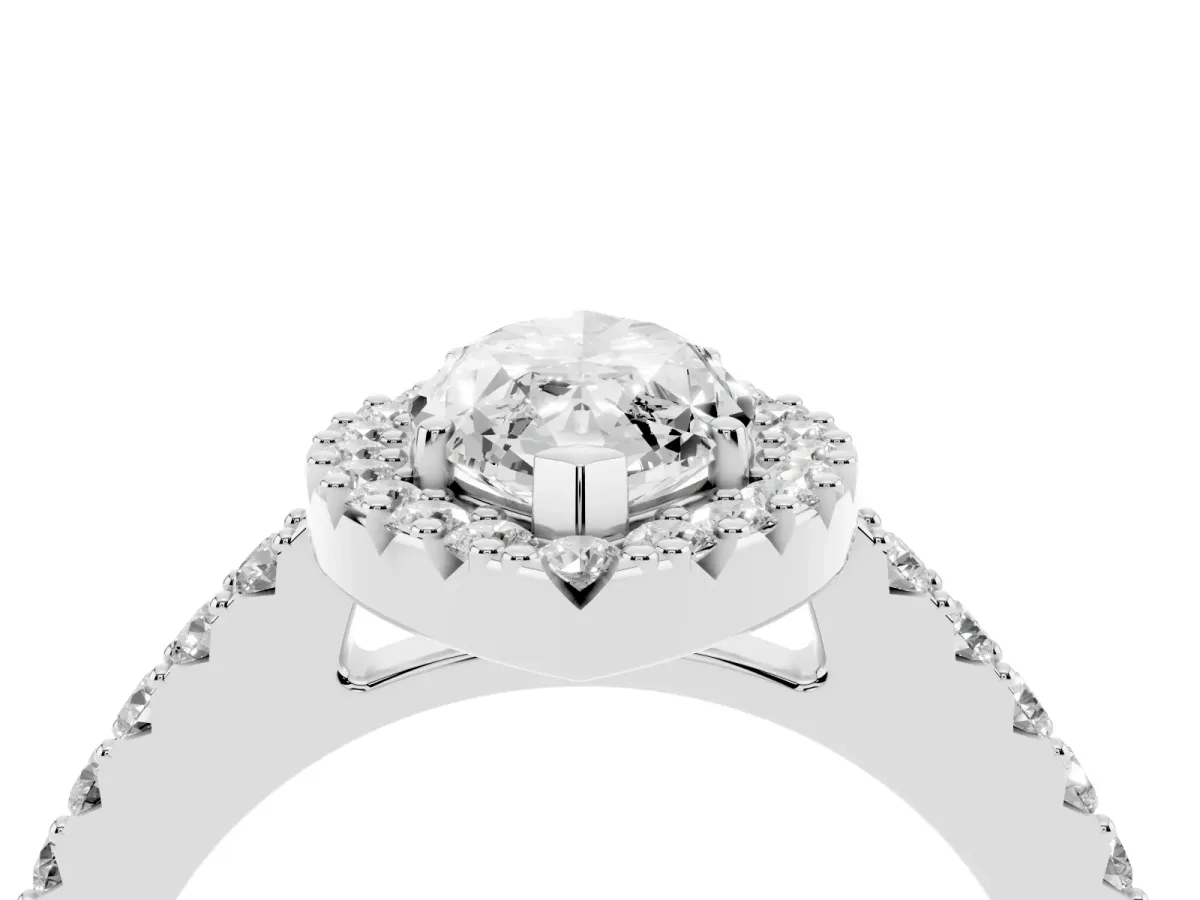 Marquise Cut Halo Diamond Pavé Solitaire Ring Platinum