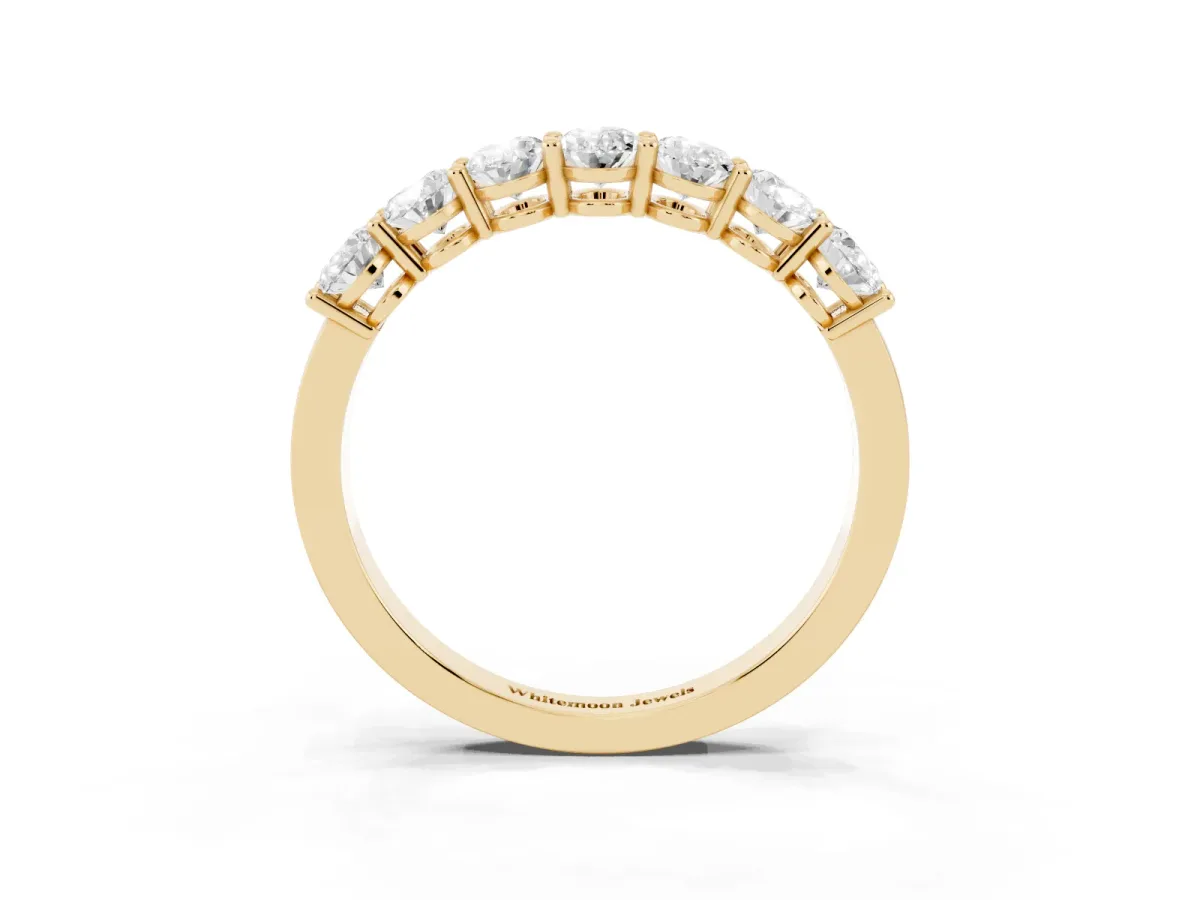Oval Diamond Shared Prong Eternity Band Yellow gold