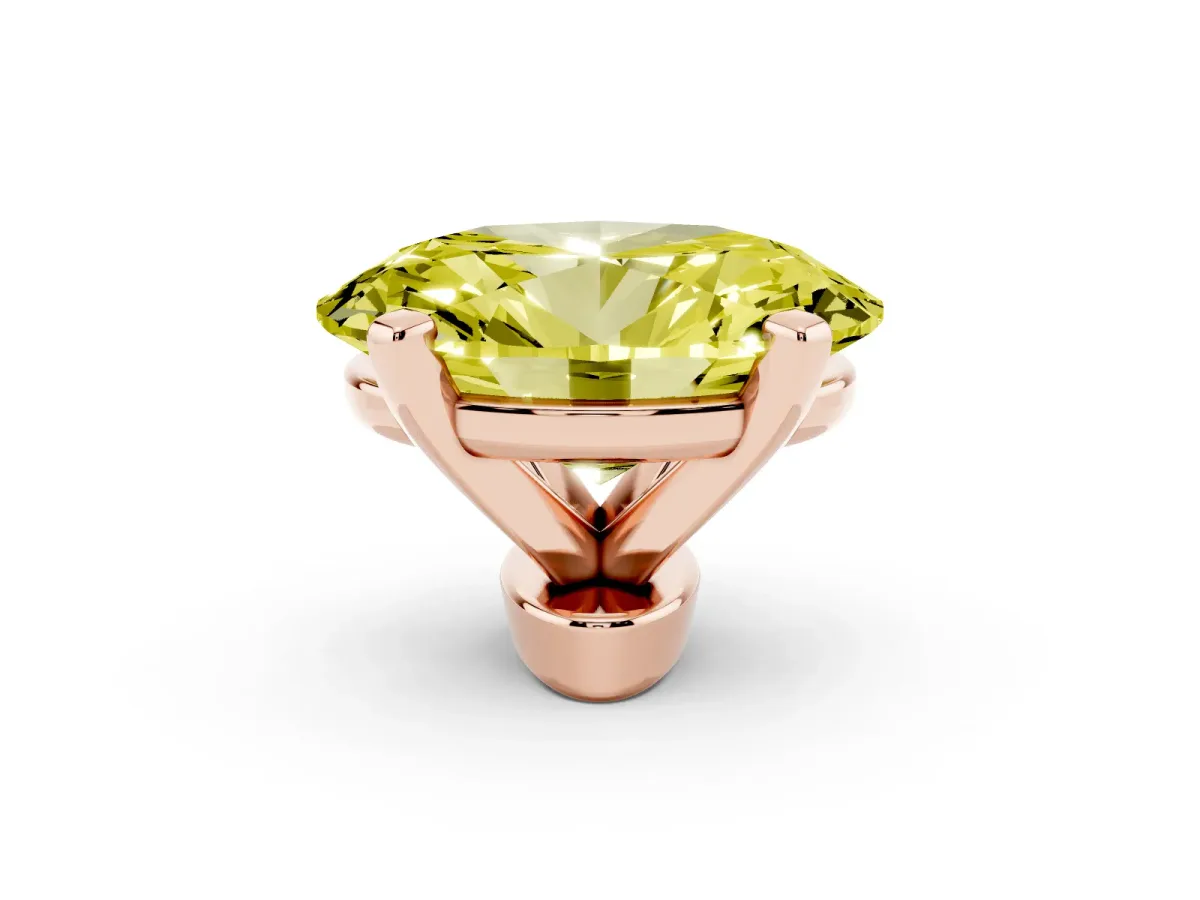 Fancy Yellow Oval Cut Diamond Solitaire Ring with Prong Setting and Classic Band Rose gold