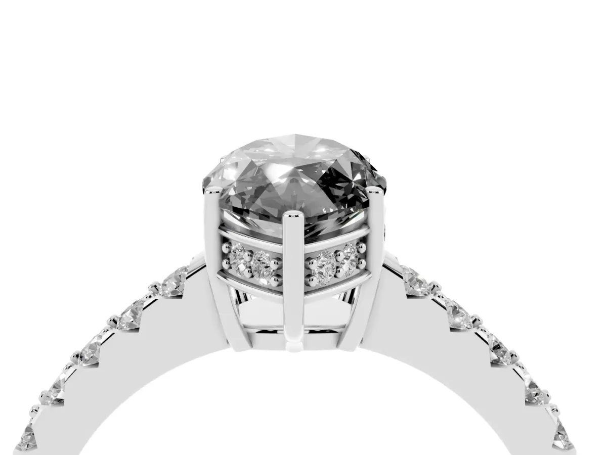Fancy Black Marquise Cut Solitaire Diamond Engagement Ring with Pavé Band and Six-Prong Setting Silver
