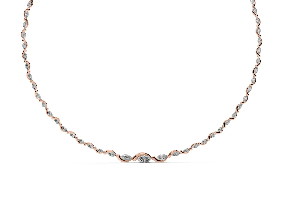 Marquise Diamond Riviera Necklace Rose gold