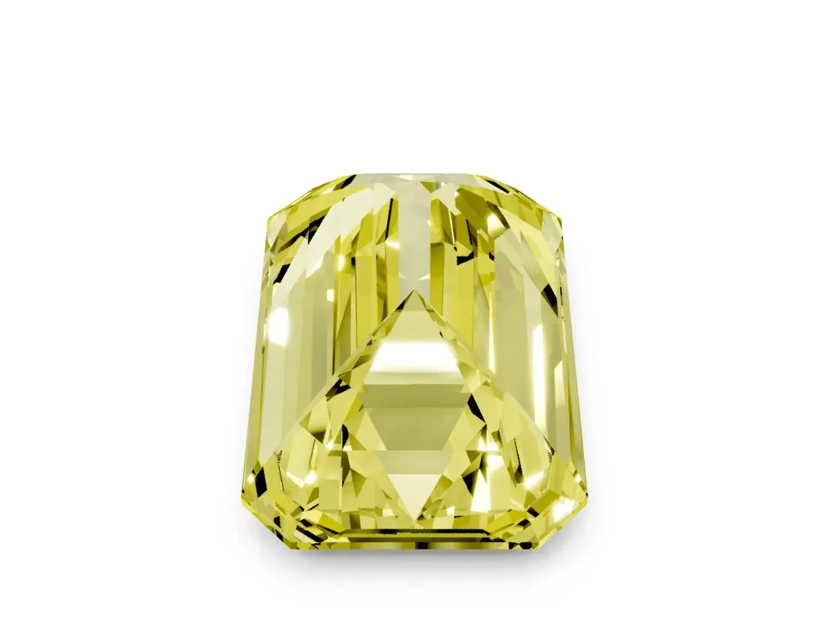 Fancy Yellow Emerald Cut Solitaire Twist Band Six-Prong Setting Silver