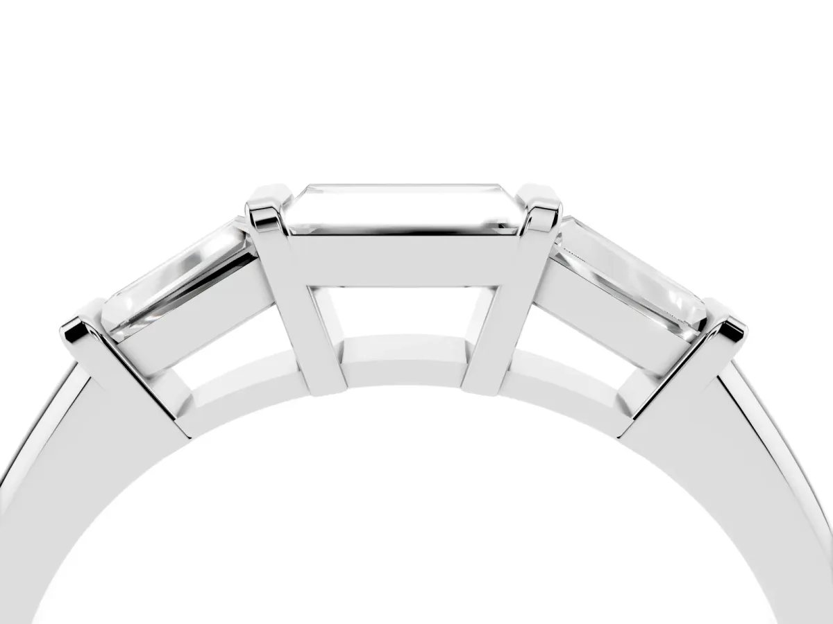 Three-Stone Baguette Cut Channel Set Diamond Band Platinum