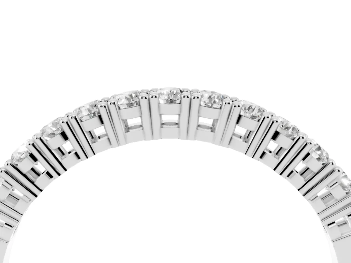 Round Diamond Half-Eternity Band with Shared Prong Setting Platinum
