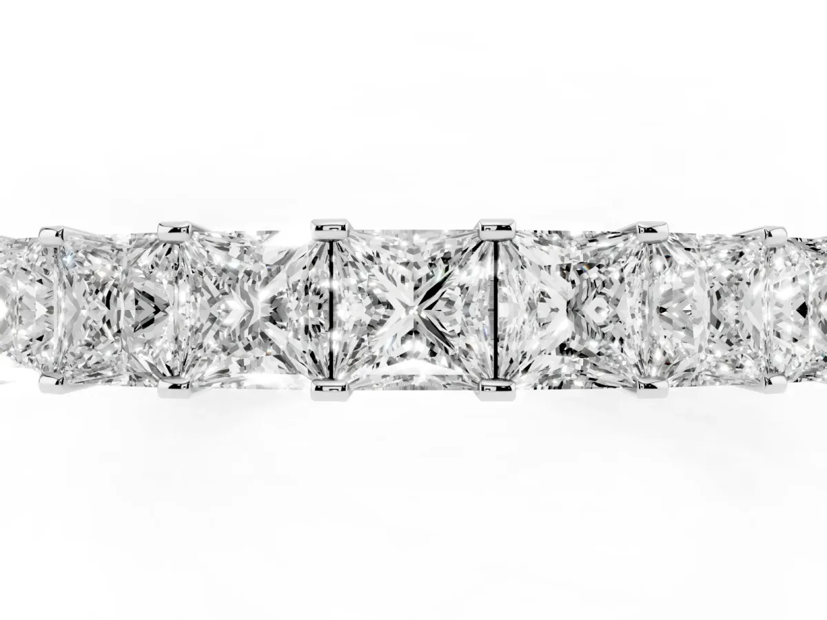 Princess Cut Diamond Eternity Band with Channel Setting and Shared Prong Silver