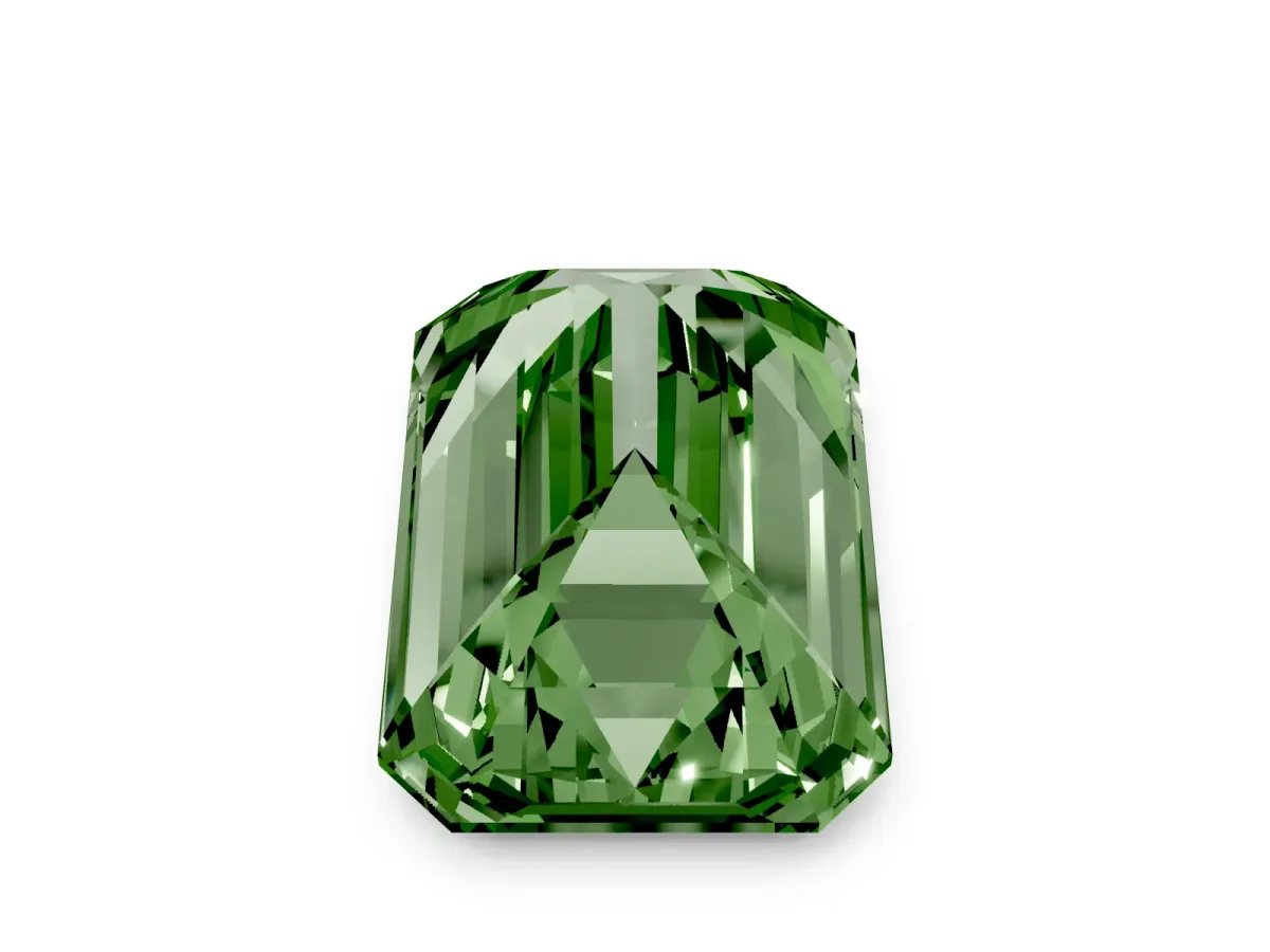 Fancy Green Emerald Cut Cut Pave Band Milgrain Solitaire Ring Yellow gold