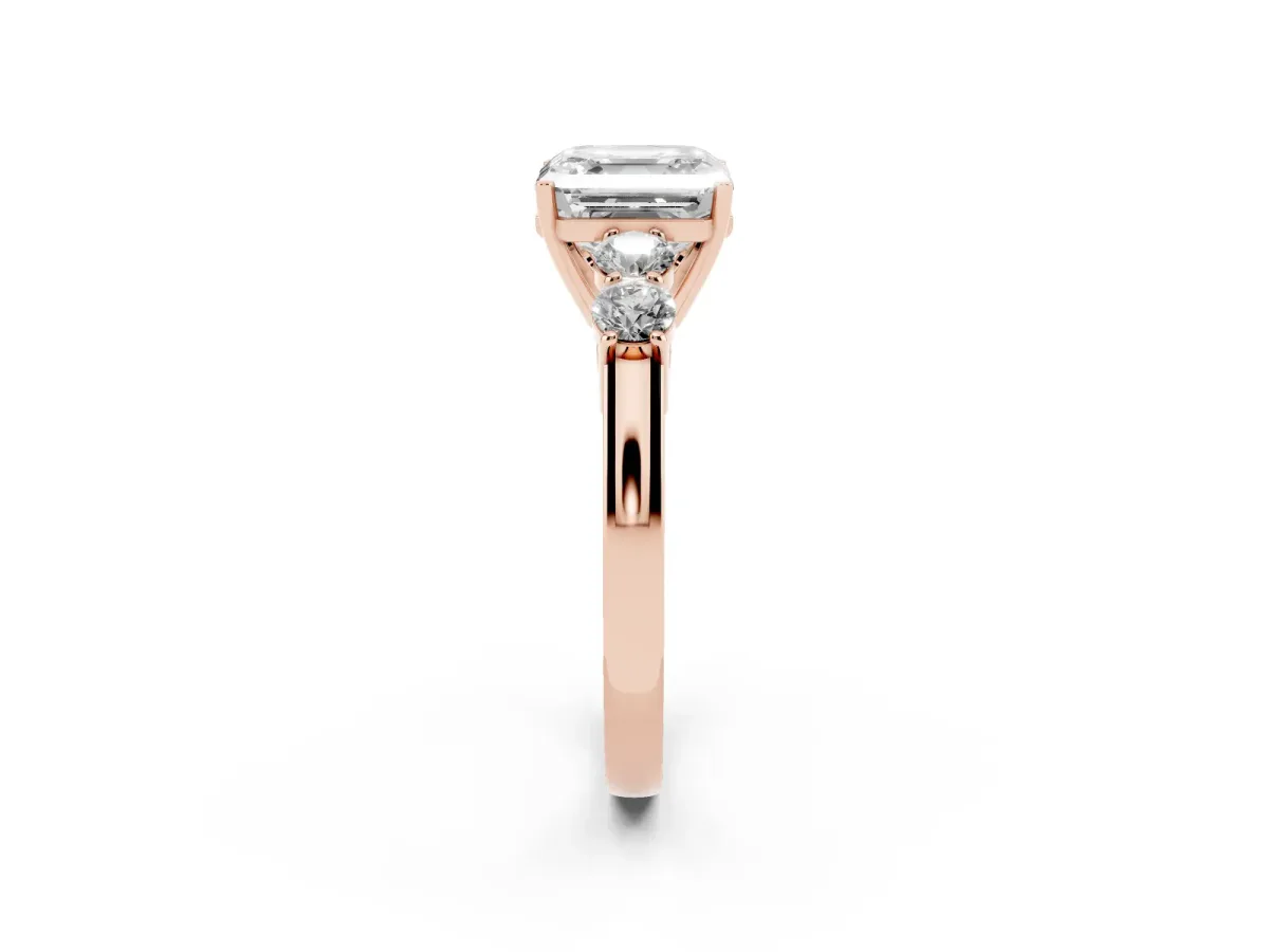 Asscher Cut Cut Diamond Five-Stone Prong Set White Gold Ring Rose gold