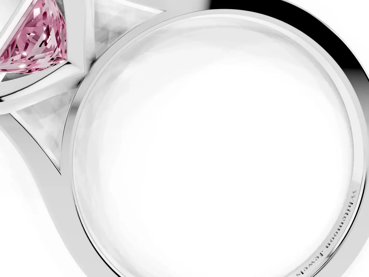 Fancy Pink Princess Cut Diamond Cluster Halo Solitaire with Four-Prong Setting Silver