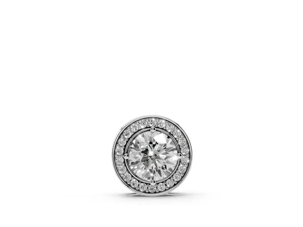 Halo Round Diamond Four-Prong Pendant Silver