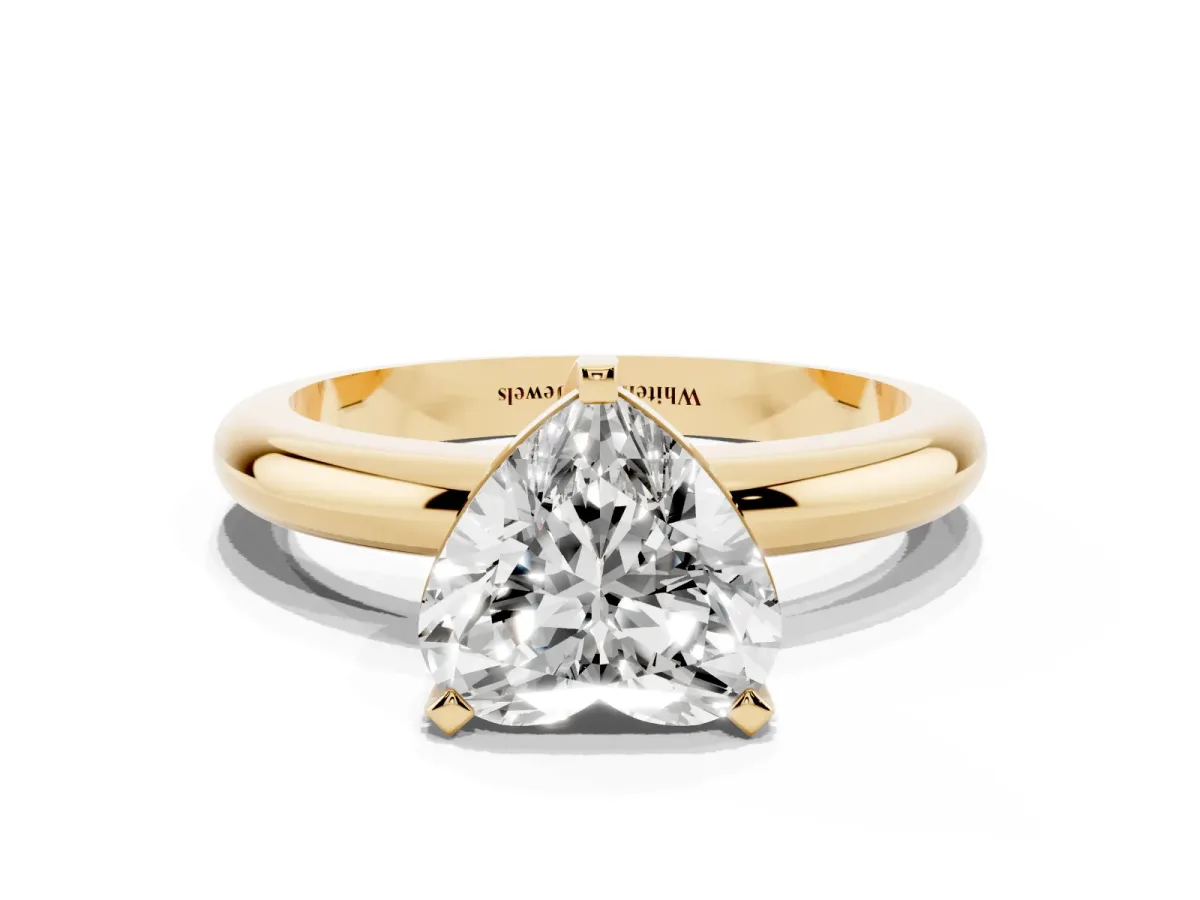 Heart Cut Diamond Solitaire Engagement Ring with Round Band and Four-Prong Setting Yellow gold