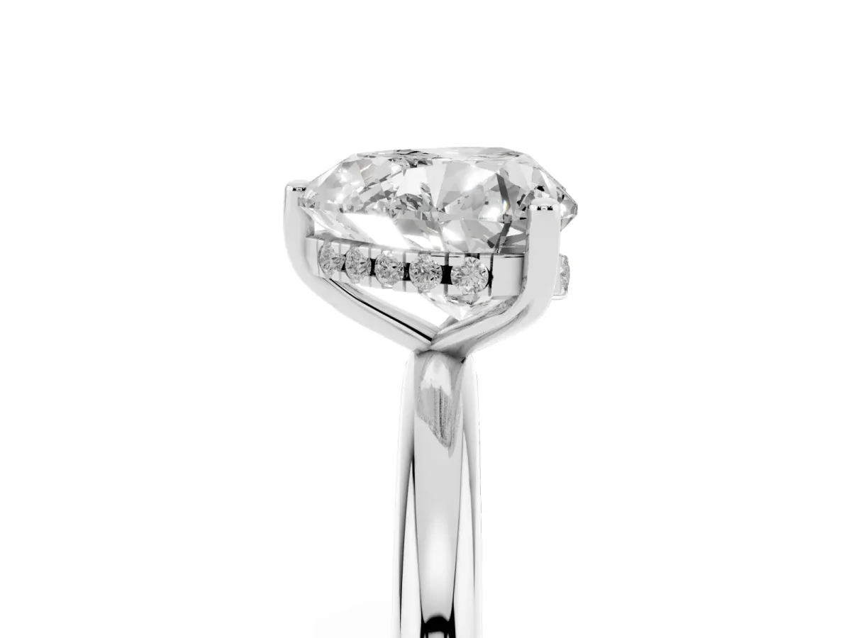 Heart Cut Cut Solitaire Engagement Ring with Four-Prong Setting and Classic Band Silver