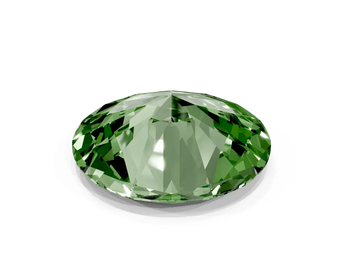 Fancy Green Oval Cut Diamond Solitaire Ring with Prong Setting and Pavé Band Rose gold