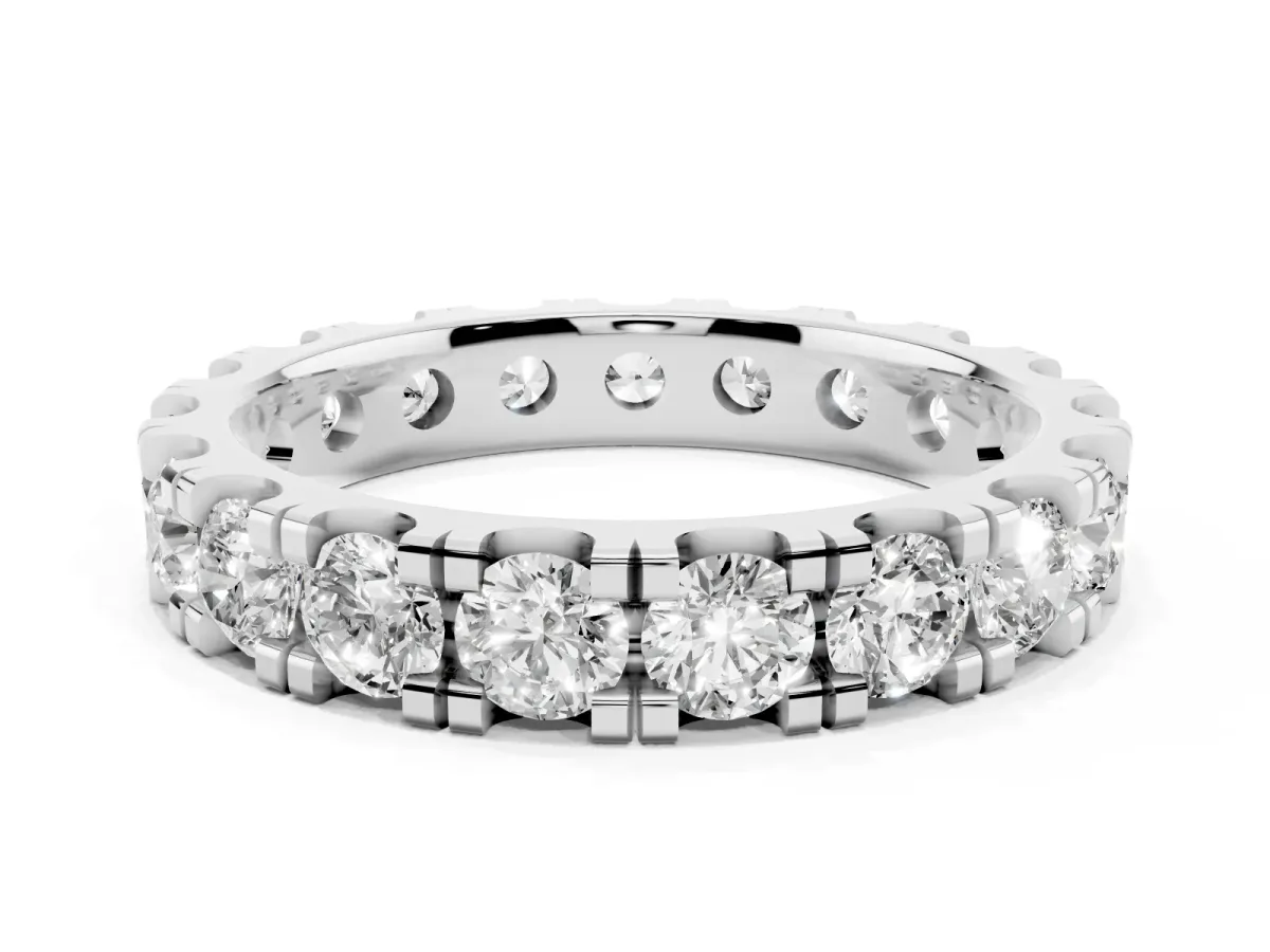 Round Diamond Full Eternity Band with U-Prong Setting Silver