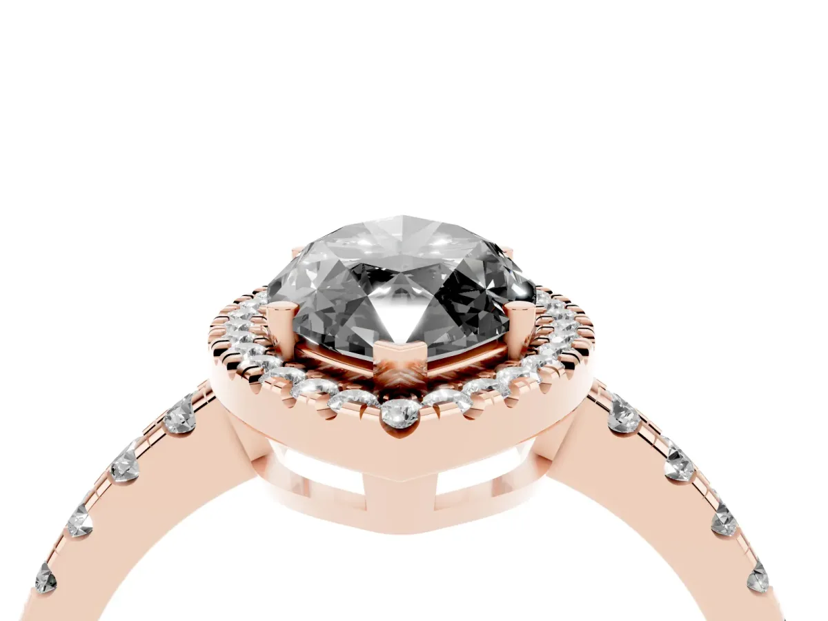 Fancy Black Marquise Cut Diamond Halo Ring with Pavé Band and Four-Prong Setting Rose gold
