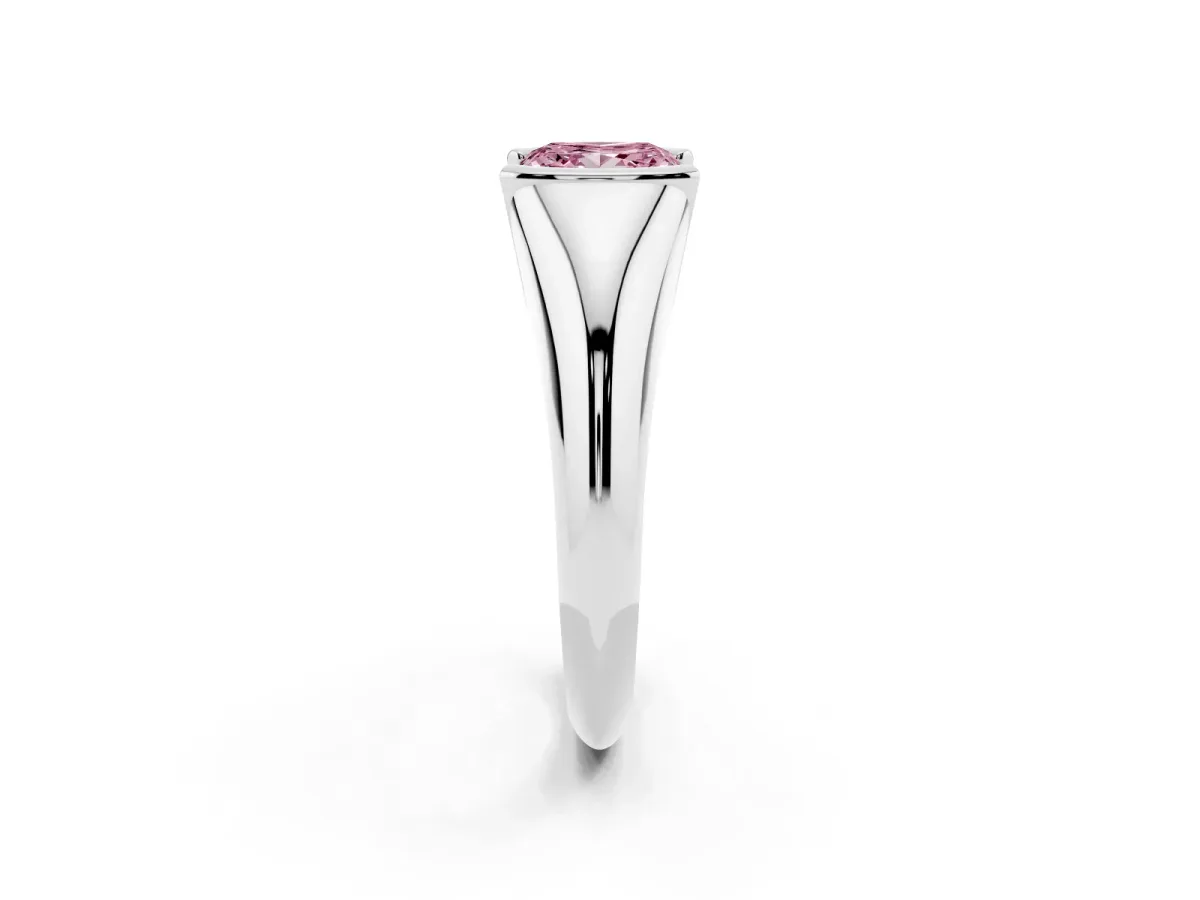 Fancy Pink Princess Cut Solitaire Tension Set Diamond Ring Platinum