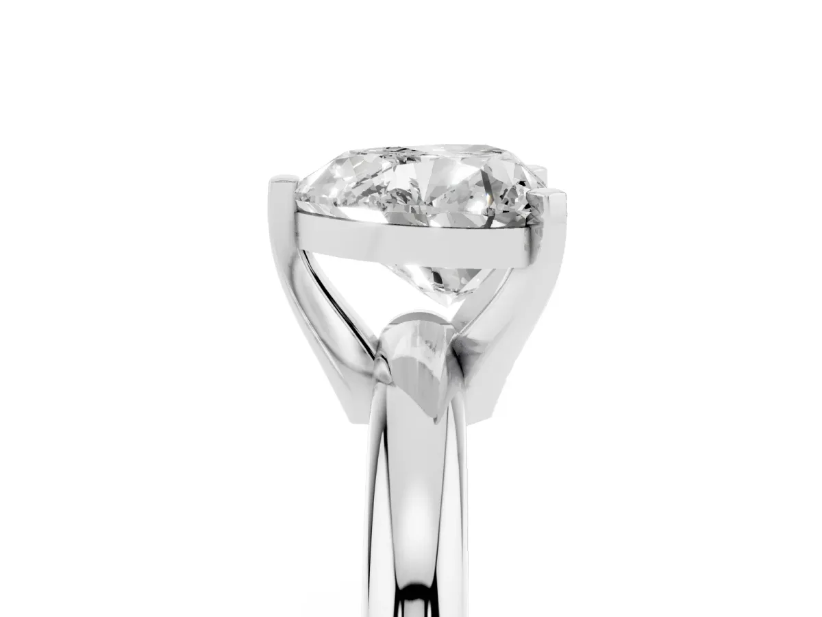 Heart Cut Diamond Solitaire Engagement Ring with Round Band and Four-Prong Setting Platinum