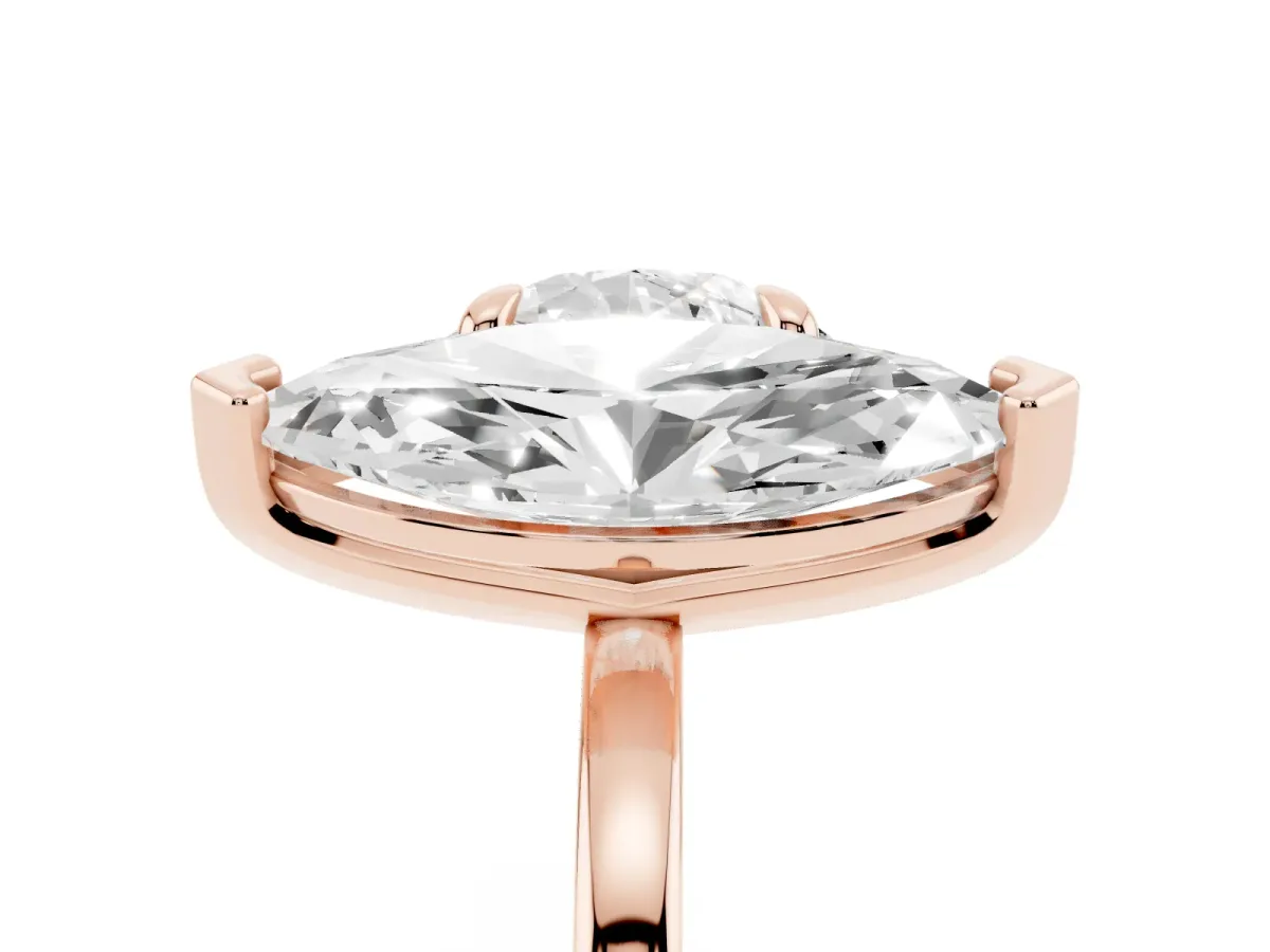 Round and Marquise Toi Moi Ring with Prong Setting and Plain Band Rose gold