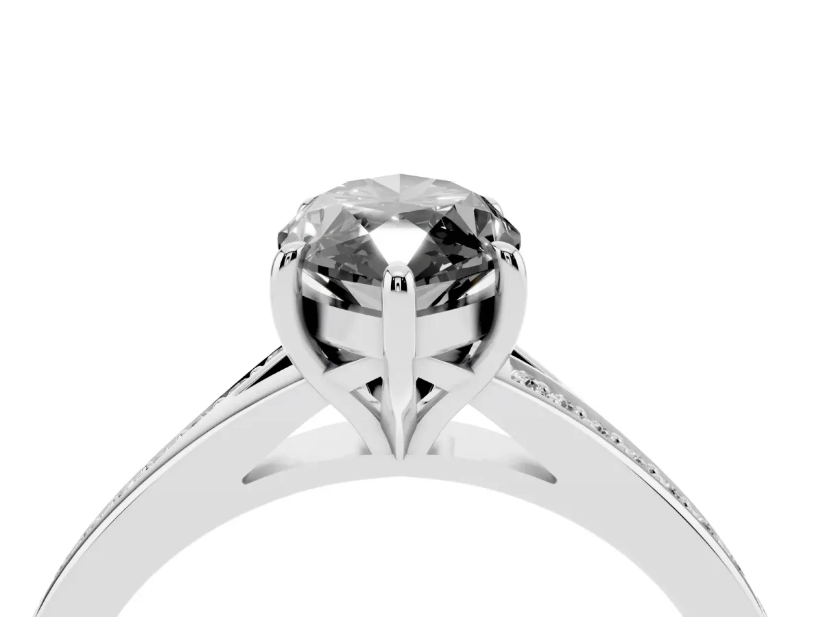 Fancy Black Marquise Cut Diamond Solitaire Ring with Pavé Band and Prong Setting Silver