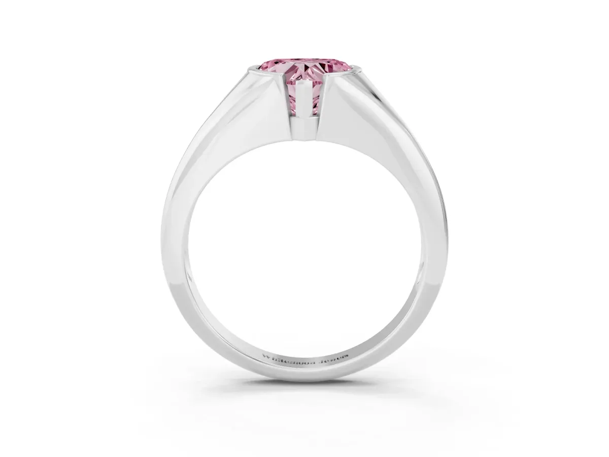 Fancy Pink Heart Cut Solitaire Tension Set Diamond Ring Platinum