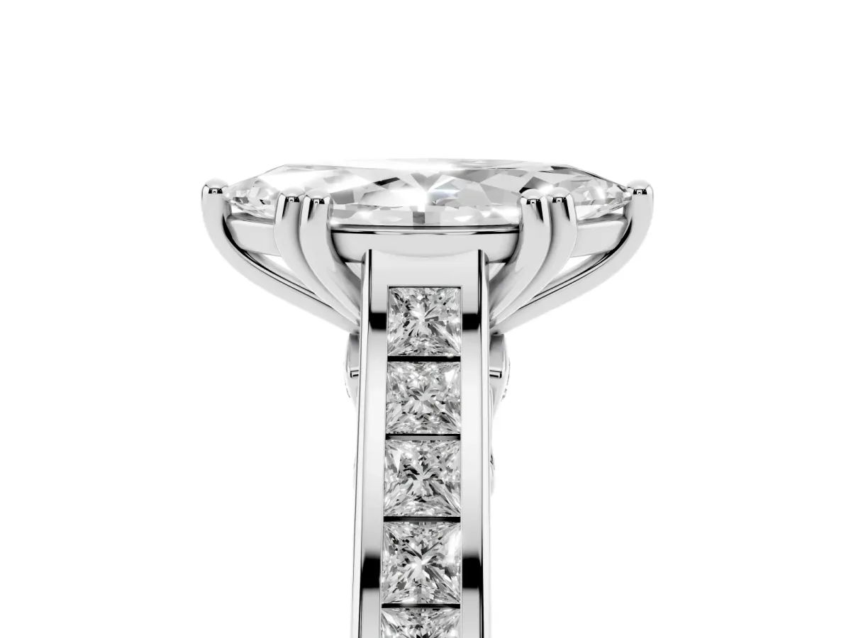 Marquise Cut Cut Channel Set Solitaire Engagement Ring with Prong Setting White gold