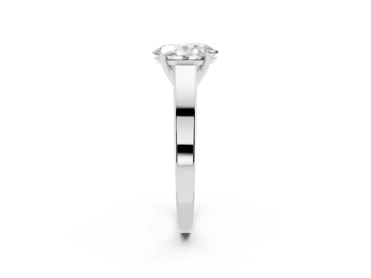 Oval Cut Solitaire Engagement Ring with Four-Prong Setting and Tapered Band White gold
